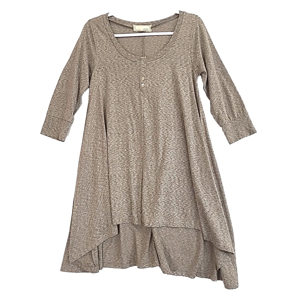 a'reve Tunic Dress High low Lagenlook Art Teacher Sz Small Heathered Tan